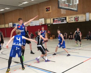 22./23.04.2017: NBV U20-Landesmeisterschaft / Finalspiel ASC 46 Göttingen (blaue Trikots) vs. MTV/BG Wolfenbüttel