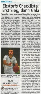 Spielbericht Heimspiel Heide Knights vom 06.03.2017